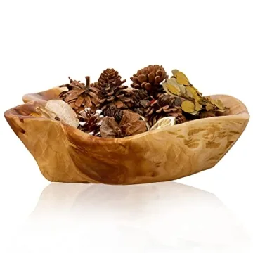 DeziWood Wooden Bowls for Decor, Natural Handmade Root Carved Decorative Farmhouse Wooden Fruit Bowl...