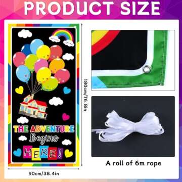 Wiooffen Classroom Colorful Welcome Door Cover Banner - The Adventure Begins Here