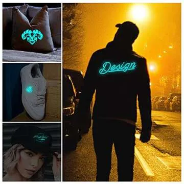 IZOOD Heat Transfer Vinyl Roll 12in.x 10ft, White to Blue Glow in The Dark HTV Vinyl for DIY T Shirts, Iron on Vinyl for Cricut Heat Press Machine