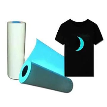 IZOOD Heat Transfer Vinyl Roll 12in.x 10ft, White to Blue Glow in The Dark HTV Vinyl for DIY T Shirts, Iron on Vinyl for Cricut Heat Press Machine