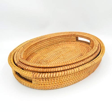 Handmade Woven Basket Tray Set for Stylish Home Decor