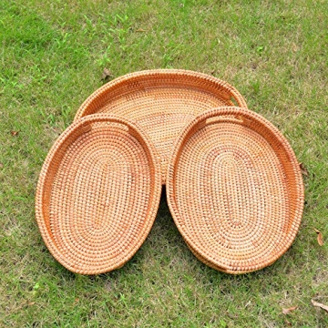 Handmade Woven Basket Tray Set for Stylish Home Decor