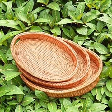 Handmade Woven Basket Tray Set for Stylish Home Decor