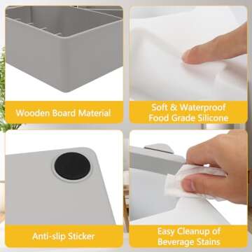 Couch Cup Holder Tray, Silicone Sofa Couch Caddy for Bed Seat Beach Organizer, Waterproof Sofa Cup Holder with Phone Stand for TV Remote, Snacks, Drinks, Cellphone (Grey)