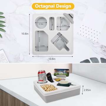 Couch Cup Holder Tray, Silicone Sofa Couch Caddy for Bed Seat Beach Organizer, Waterproof Sofa Cup Holder with Phone Stand for TV Remote, Snacks, Drinks, Cellphone (Grey)