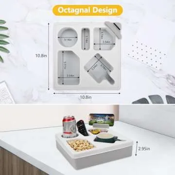 Couch Cup Holder Tray, Silicone Sofa Couch Caddy for Bed Seat Beach Organizer, Waterproof Sofa Cup Holder with Phone Stand for TV Remote, Snacks, Drinks, Cellphone (Grey)