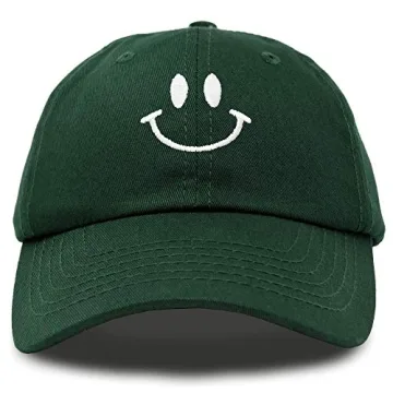 DALIX Smile Baseball Cap Smiling Face Happy Dad Hat Men Women Teens Dark Green
