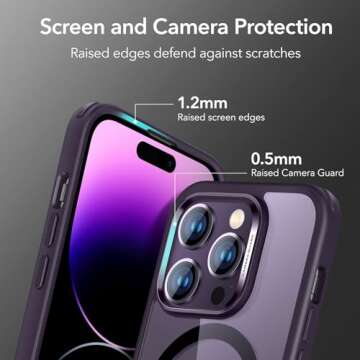 ESR for iPhone 14 Pro Case, Compatible with MagSafe, Shockproof Military-Grade Protection, Yellowing Resistant, Magnetic Phone Case for iPhone 14 Pro, Classic Hybrid Case (HaloLock), Clear Purple