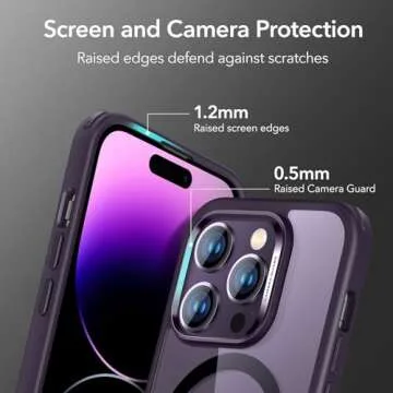 ESR for iPhone 14 Pro Case, Compatible with MagSafe, Shockproof Military-Grade Protection, Yellowing Resistant, Magnetic Phone Case for iPhone 14 Pro, Classic Hybrid Case (HaloLock), Clear Purple
