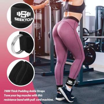 Seektop Ankle Strap for Cable Machine, Comfortable Padded Ankle Cuffs for Kickbacks, Glutes Workout ...
