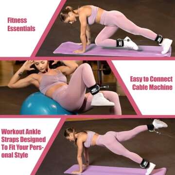 Seektop Ankle Strap for Cable Machine, Comfortable Padded Ankle Cuffs for Kickbacks, Glutes Workout & Lower Body Exercises, Adjustable Leg Ankle Straps for Women & Men