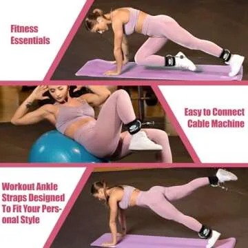 Seektop Ankle Strap for Cable Machine, Comfortable Padded Ankle Cuffs for Kickbacks, Glutes Workout & Lower Body Exercises, Adjustable Leg Ankle Straps for Women & Men