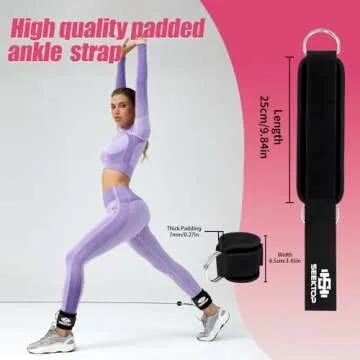 Seektop Ankle Strap for Cable Machine, Comfortable Padded Ankle Cuffs for Kickbacks, Glutes Workout & Lower Body Exercises, Adjustable Leg Ankle Straps for Women & Men