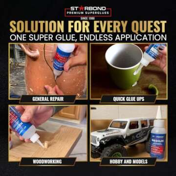 Starbond Medium CA Glue (Premium Cyanoacrylate Super Glue) for Quick Glue-ups, Woodworking, Woodturning, Hobby Models, 2 oz