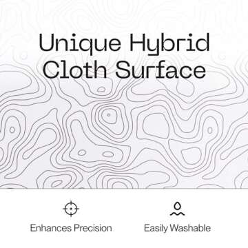 Higround SNOWSTONE XL Topograph Gaming Mousepad, Cool Medium Speed Desk Mousepad, Computer Mouse Mat, Flat Stitched Edge, Full Range of Motion, Non-Slip Rubber Base, Perfect for Gamers & Office Use