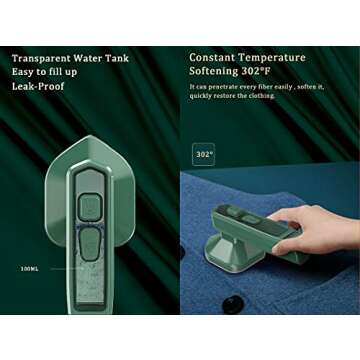 Azoler Travel Steamer Iron for Clothes , Portable Handheld Iron Constant Temperature 302℉ Professional Fabric Hand Garment Steam Iron for Home Business Traveling, 180X 75.5X 86mm