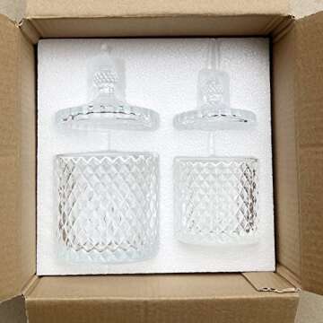 Maypink Crystal Diamond Faceted Jar with Crystal Lid,Suitable as A Candy Dish,Cookie Tin,Biscuit Bar...