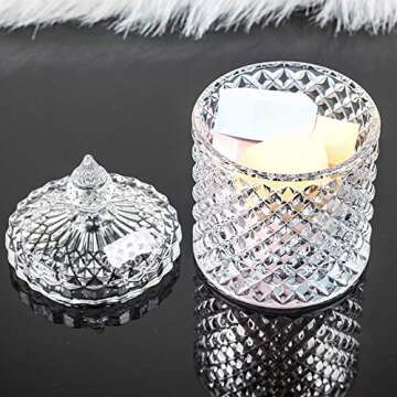 Maypink Crystal Diamond Faceted Jar with Crystal Lid,Suitable as A Candy Dish,Cookie Tin,Biscuit Barrel,Decorative Candy Jar Sugar Bowl (Crystal, Set of 2)