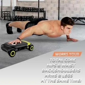 WONDER CORE Slide Fit: Ab Roller Wheel with Elbow Support, Automatic Rebound Ab Abdominal Exercise Roller Wheel, Abs Workout Equipment, Fitness Rolling Board with Knee Pad for Home Gym (Green)
