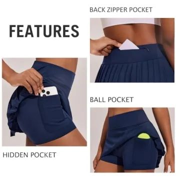 PINSPARK Women’s Tennis Skirt with 3 Pockets and Pleats