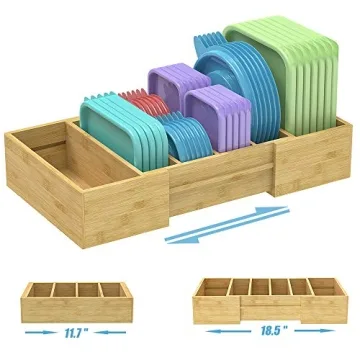 Expandable Bamboo Lid Organizer for Kitchen Storage