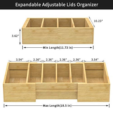 Expandable Bamboo Lid Organizer for Kitchen Storage