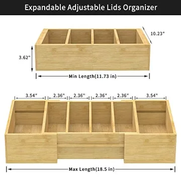 Expandable Bamboo Lid Organizer for Kitchen Storage