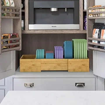 Expandable Bamboo Lid Organizer for Kitchen Storage