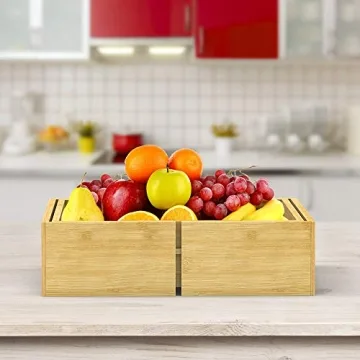 Expandable Bamboo Lid Organizer for Kitchen Storage