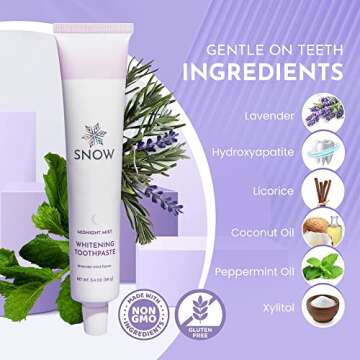 SNOW Daily Hydroxyapatite Whitening Toothpaste - Oral Care Paste for Teeth Whitening - PM Toothpaste with Xylitol & Hydroxyapatite Lavender & Mint Flavor (Midnight Mist)