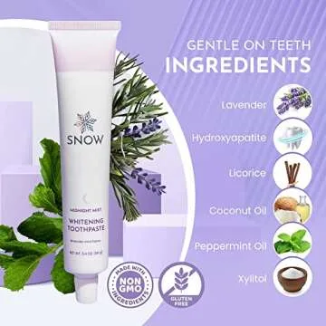 SNOW Daily Hydroxyapatite Whitening Toothpaste - Oral Care Paste for Teeth Whitening - PM Toothpaste with Xylitol & Hydroxyapatite Lavender & Mint Flavor (Midnight Mist)