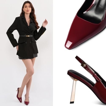iiimmu Cherry Red Stiletto Heels Elegant Slingback Pumps