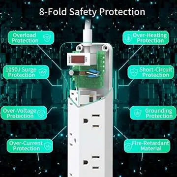 SUPERDANNY 16.5 Ft Power Strip with USB and Surge Protection