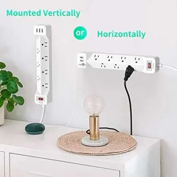 SUPERDANNY 16.5 Ft Power Strip with USB and Surge Protection