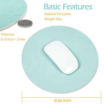 ProElife Premium Round PU Leather Mouse Pad - Stylish and Functional