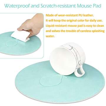 ProElife Premium Round PU Leather Mouse Pad - Stylish and Functional