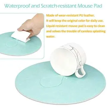 ProElife Premium Round PU Leather Mouse Pad - Stylish and Functional