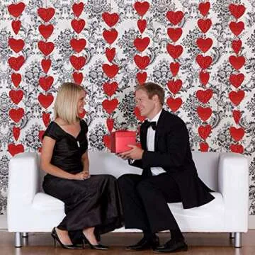 Add Charm with 8 Packs Red Glitter Heart Garland