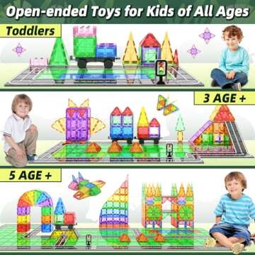 Goodtiles Magnetic Tiles Road Sets with Car Kits -Magnet Building Blocks Montessori Toys for Toddlers | Preschool Educational Sensory Construction Toys for Ages 3 4 5 6 7 Boys and Girls