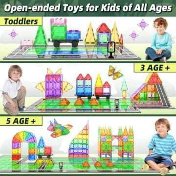 Goodtiles Magnetic Tiles Road Sets with Car Kits -Magnet Building Blocks Montessori Toys for Toddlers | Preschool Educational Sensory Construction Toys for Ages 3 4 5 6 7 Boys and Girls