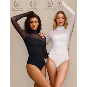 Avidlove Long Sleeve Bodysuit with Turtle Neck for Women