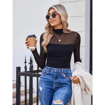 Avidlove Long Sleeve Bodysuit with Turtle Neck for Women