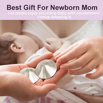 Boboduck The Original Silver Nursing Cups - Nipple Shields for Nursing Newborn, Newborn Breastfeeding Must Haves for Soothe and Protect Your Nursing Nipples - Trilaminate 999 Silver (X-L Size)