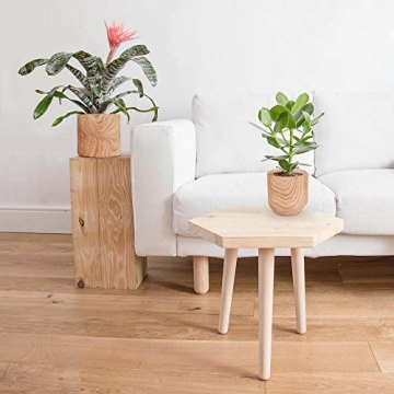 Stylish Ceramic Plant Pots with Natural Wood Texture Set