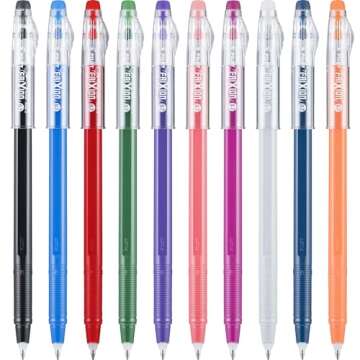 Pilot, FriXion ColorSticks Erasable Gel Ink Pens, Fine Point 0.7 mm, Pack of 10, Assorted Colors