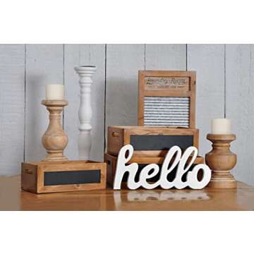 Hello Sign Wall Decor for Home Decor Wood Block Style Wall Decoration Cut Out Wooden Letters for Wall Decor Hello Wall Art Hanging Sign Farmhouse Decor Wall Mount (White)