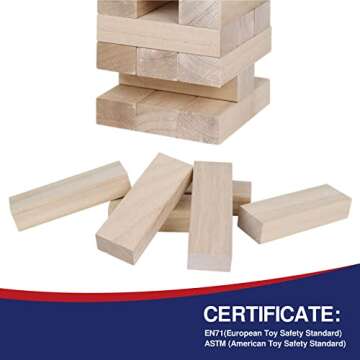 GOTHINK Giant Tumble Tower Game, Large Tumbling Tower Stack to Over 3.2 FT 60pcs Wooden Jumbo Blocks for Outside Yard Games with Carry Case Timber Stacking Game Night Toy Gift for Kids Adults Family