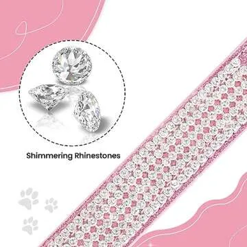 Apasiri Rhinestone Dog Collar for Small Dogs, Pink Dog Collar, Leather Dog Collar, Girl Dog Collars for Medium Dogs, Cute Dog Collar, Diamond Dog Collar Bling Cat Collar for Puppy XSmall(7.8"-10.2")