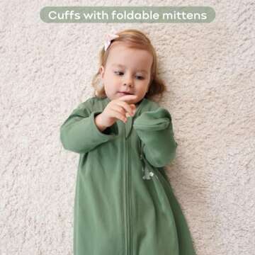 Yoofoss Baby Sleep Sack 12-18 Months Long Sleeve Wearable Blanket Baby 100% Cotton 2-Way Zipper 0.5 Tog Toddler Sleeping Sack, Lightweight(Large)