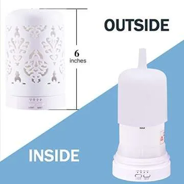 Essential Oil Diffusers White Aroma Ceramic Diffuser with 4 Timer Setting&7 Color LED Lights (Damask)